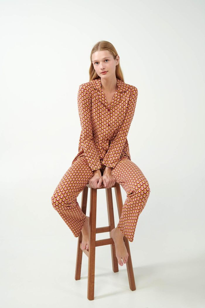 Retro Print Buttoned Pyjamas