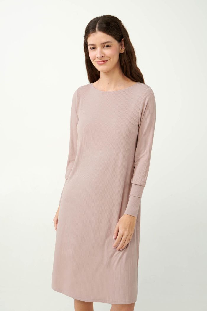 Ribbed Knitted Bamboo Nightgown