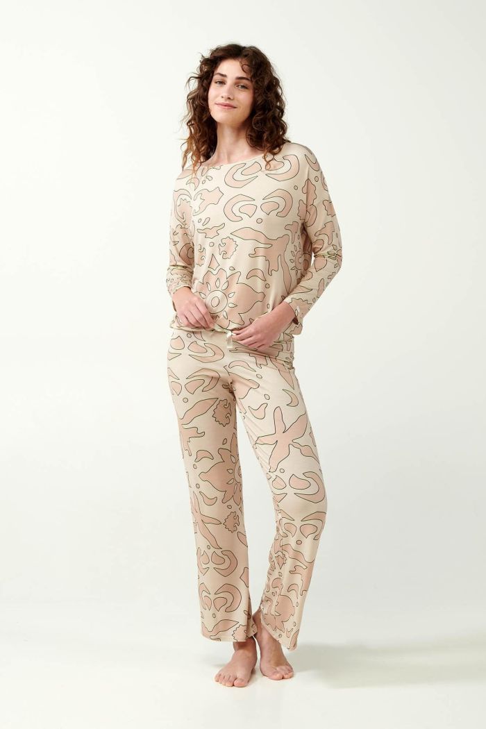 Beige Anthemion Viscose Pyjamas