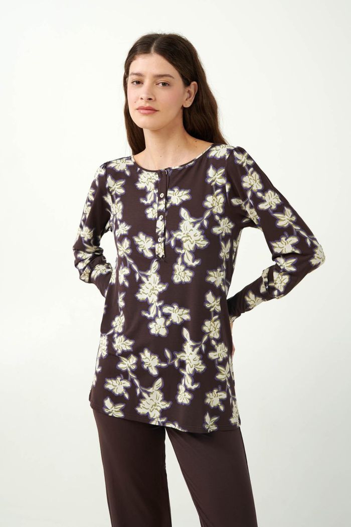 Floral Button Placket Pyjamas