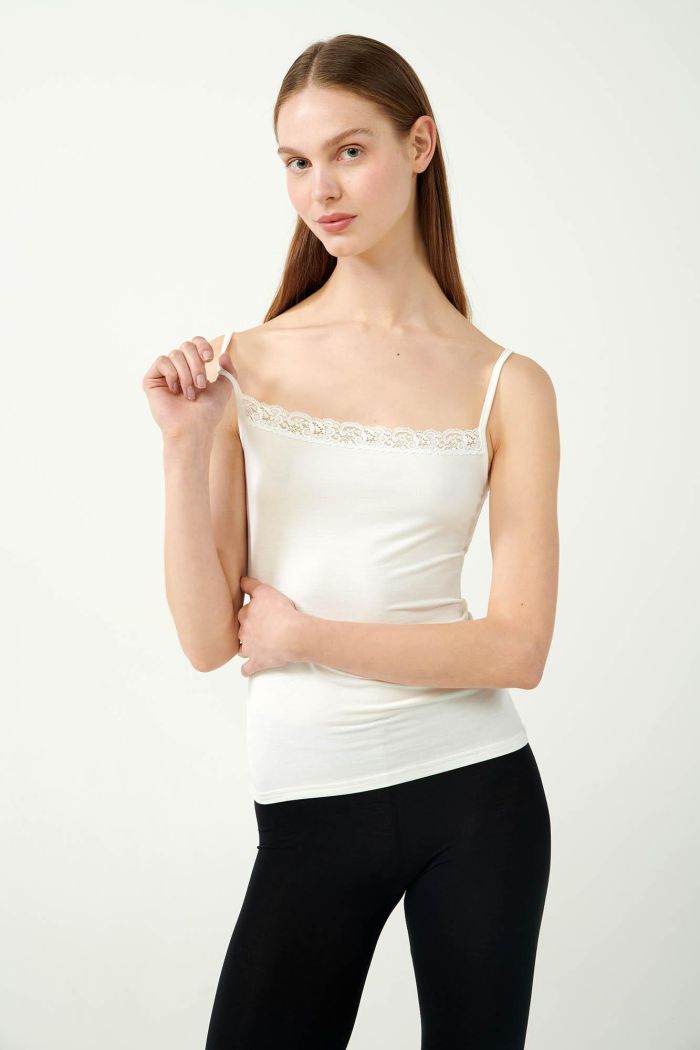 Micromodal Strap Vest with Lace