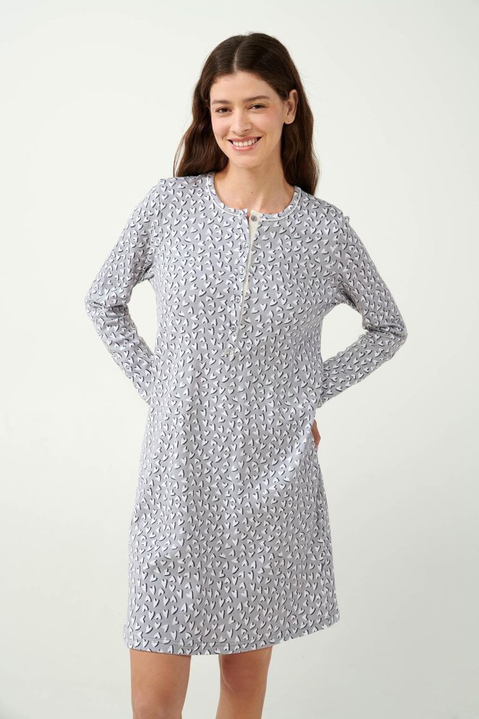 Nightgown with Cream Hearts Print