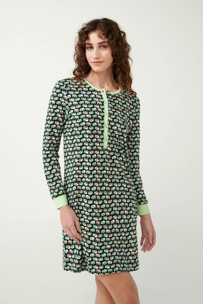 Emerald Elephant Print Nightgown