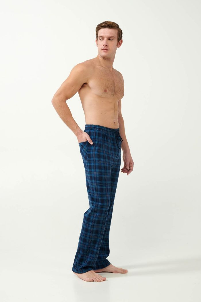 Pantaloni lungi cu tartan scoțian albastru