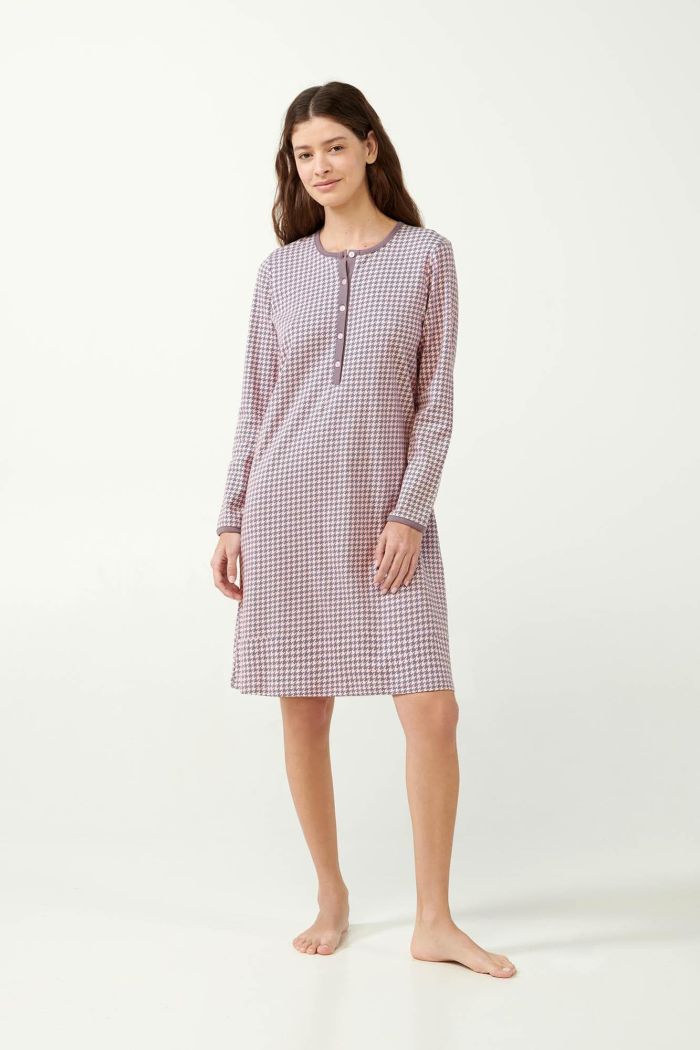 Maternity Nightgown in Houndstooth Pattern