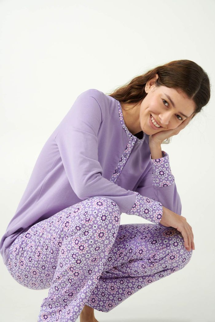 Amethyst Lilac Cotton Fleece Pyjamas