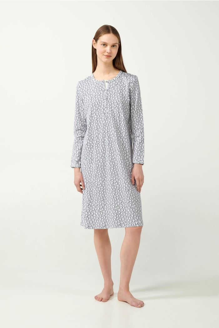 Nightgown with Cream Hearts Print