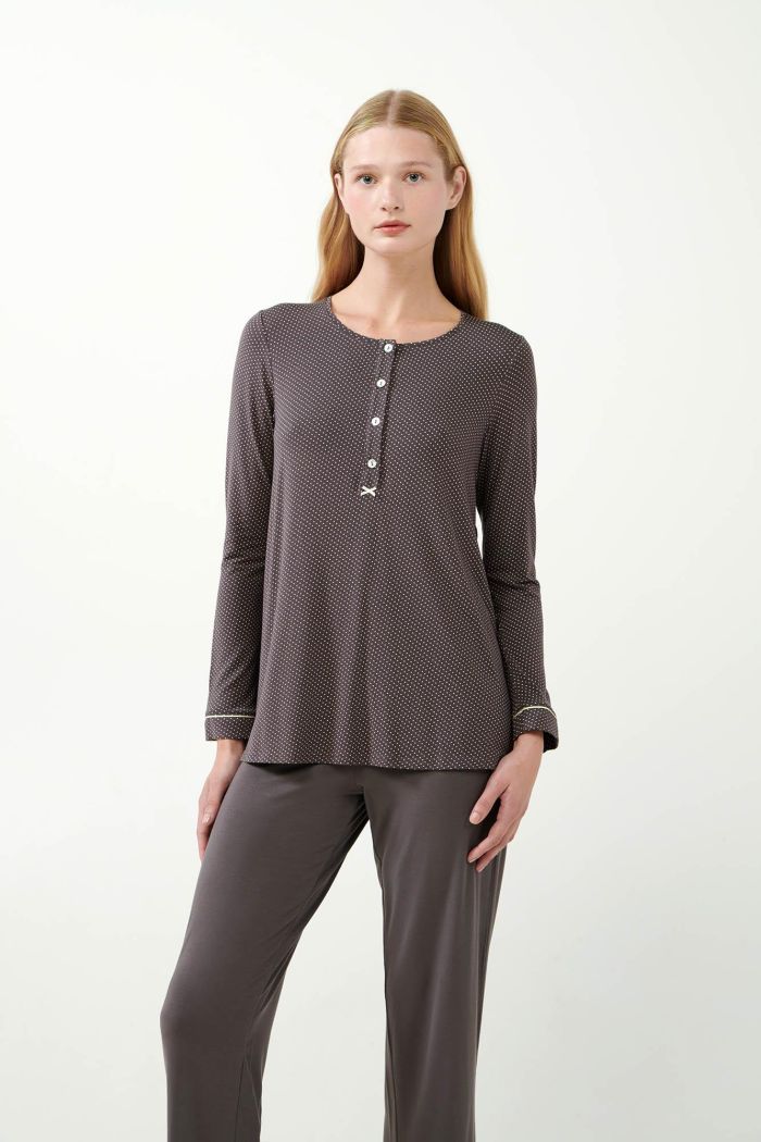 Polka Dot Pyjamas with Button Placket