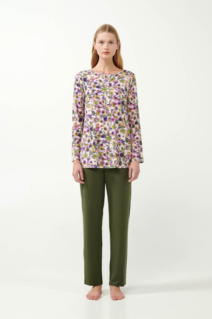 Micromodal Floral Pyjamas with Button Placket