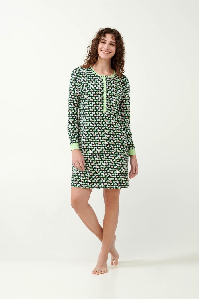 Emerald Elephant Print Nightgown