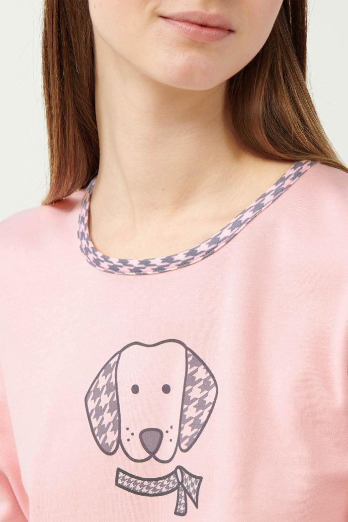 Pink Peach Nightgown with Dog Print