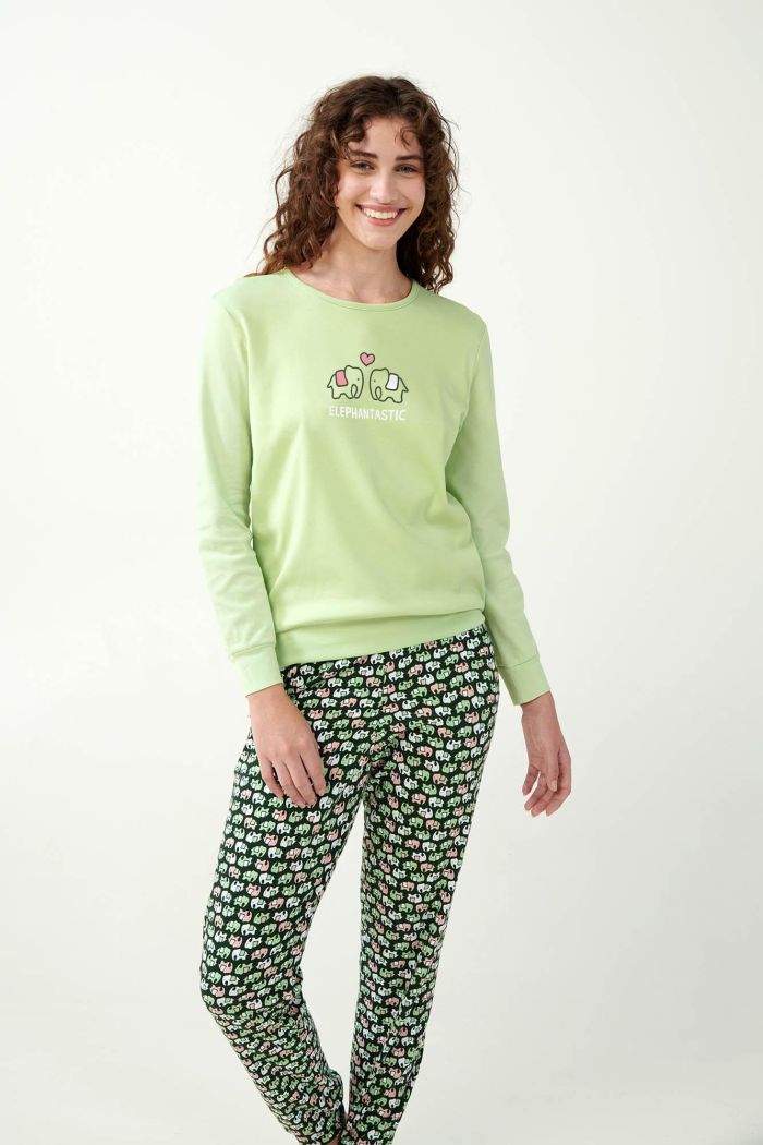 Emerald Elephant Print Pyjamas