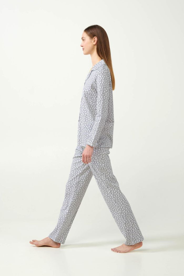 Cream Hearts Buttoned Down Pyjamas