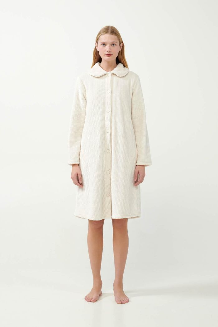 Beige Flannel Fleece Robe