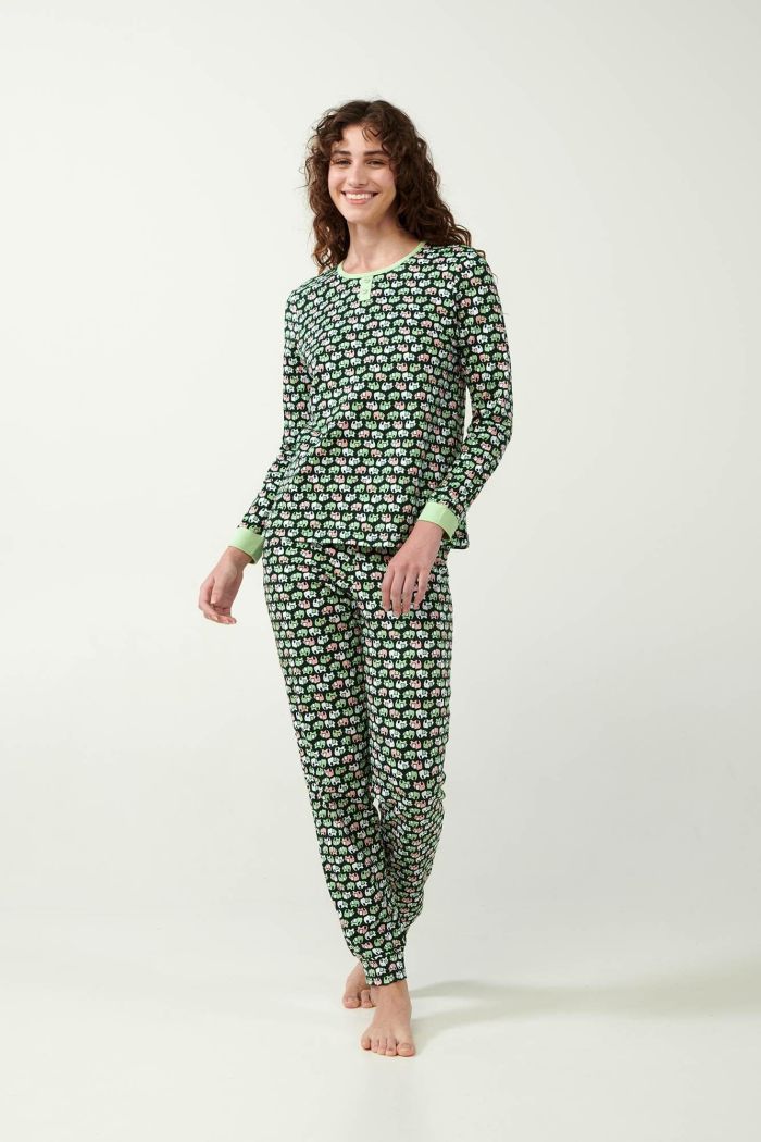 Emerald Elephant Print Pyjamas