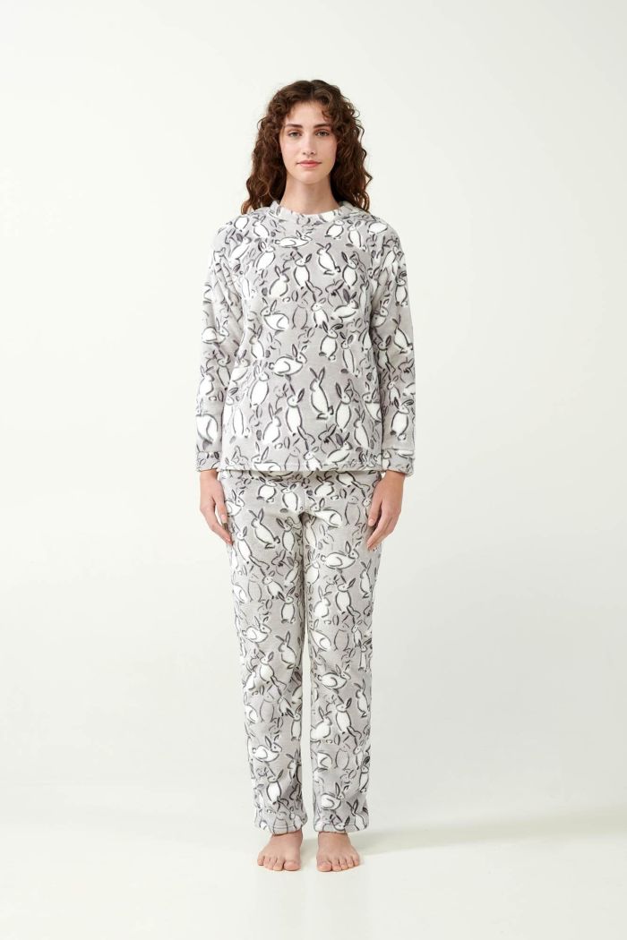 Grey Feelce Pyjamas with Bunny Print