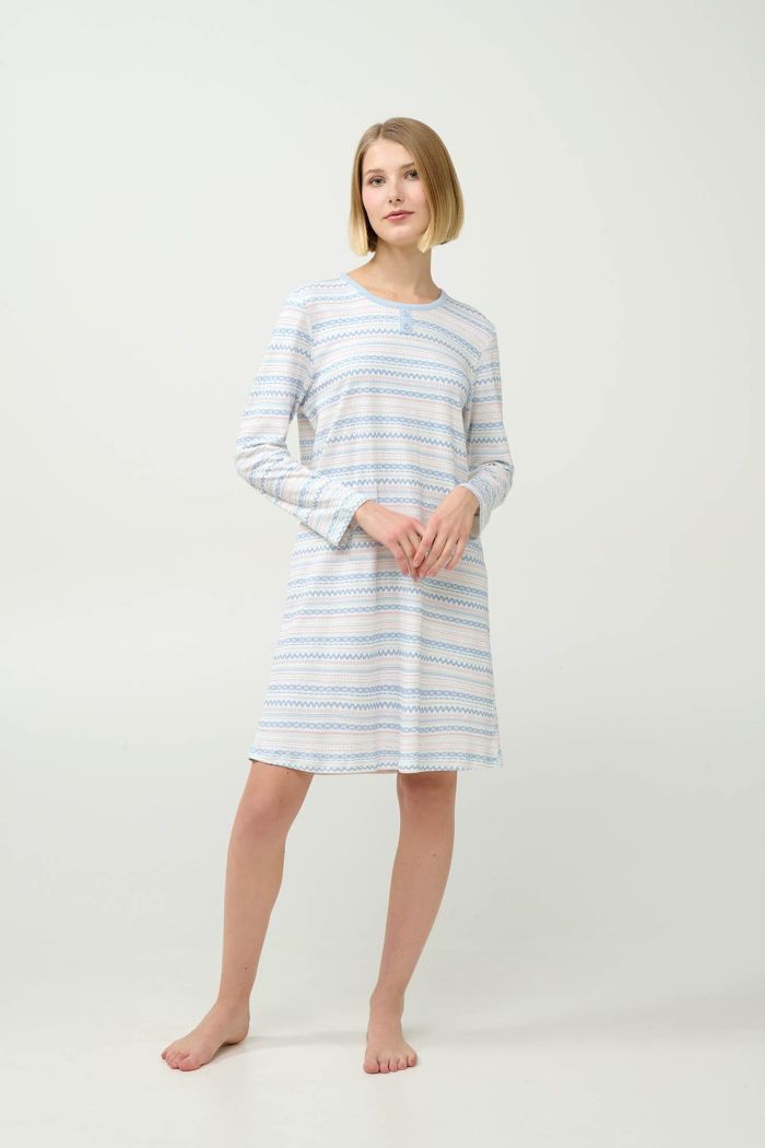 Βαμβακερό Νυχτικό με Σκανδιναβικό Μοτίβο