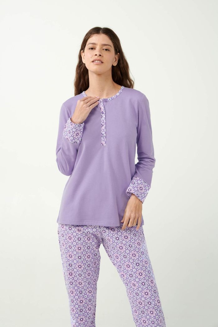 Amethyst Lilac Cotton Fleece Pyjamas