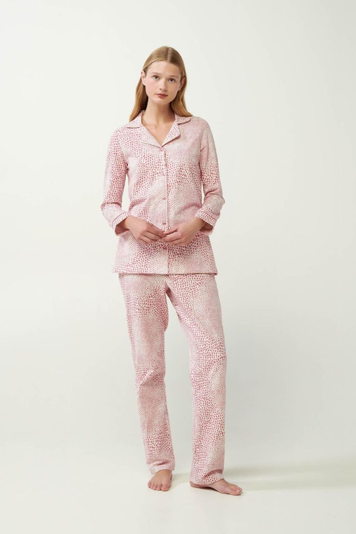 Pink Leopard Print Button Down Pyjamas