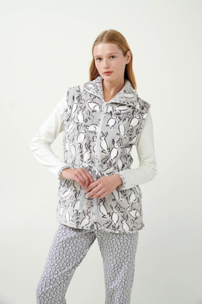 Grey Jacket with Bunny Print