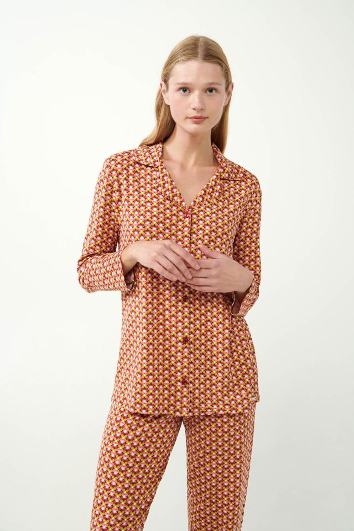 Retro Print Buttoned Pyjamas