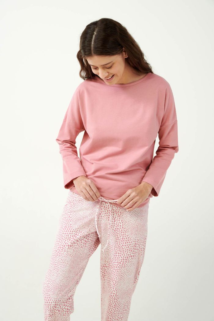 Pijama roz cu imprimeu leopard