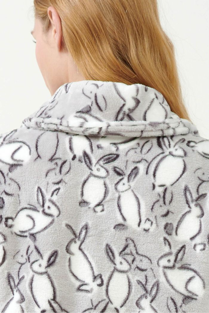 Buttoned Robe with Bunny Print