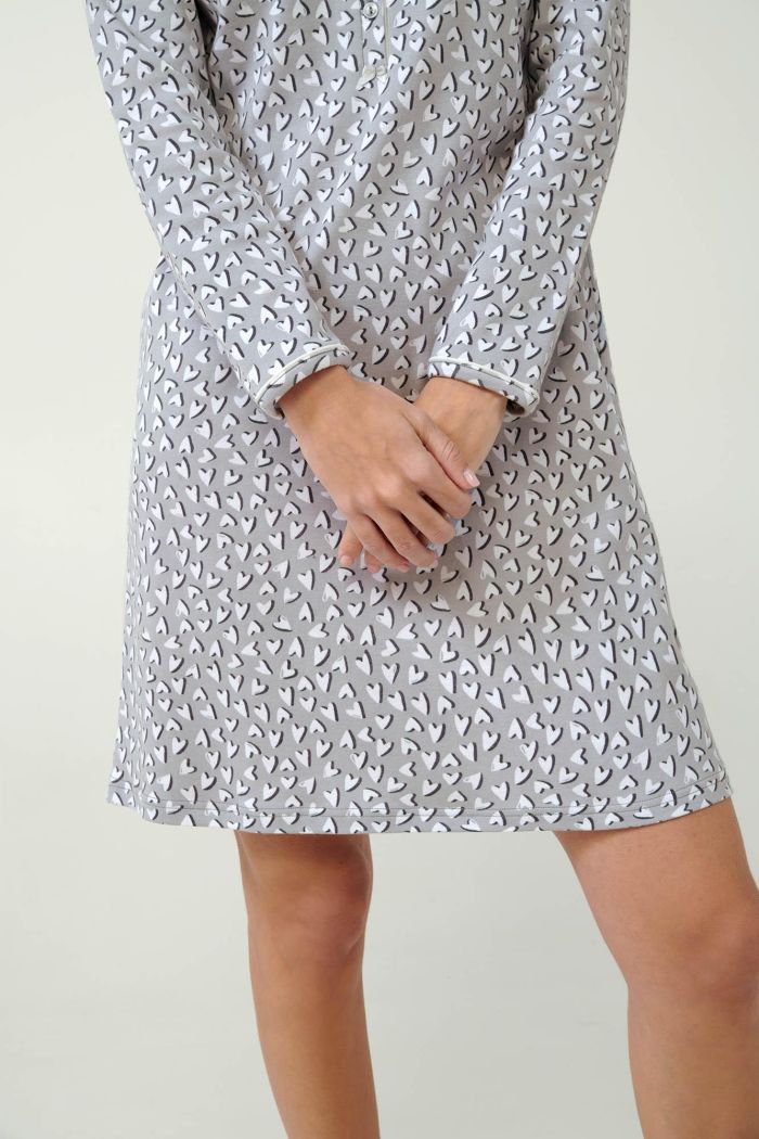 Nightgown with Cream Hearts Print