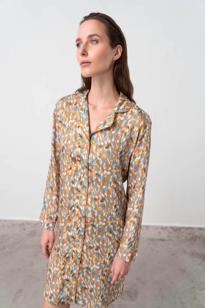 Printed Buttoned Nightgown