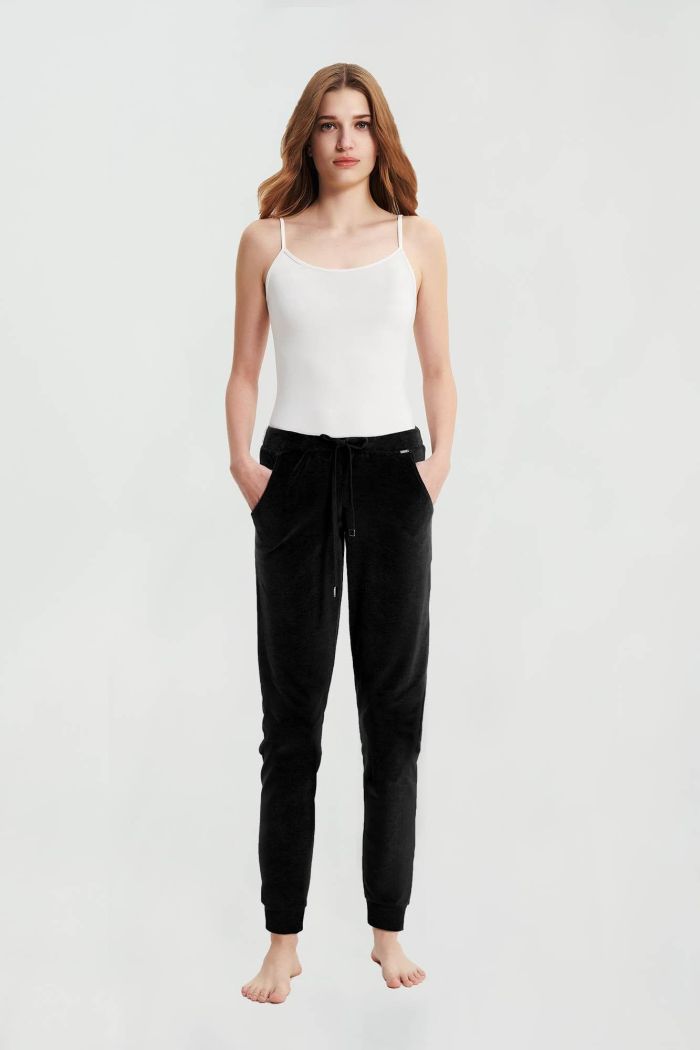 Plain High Weist Velvet Pants